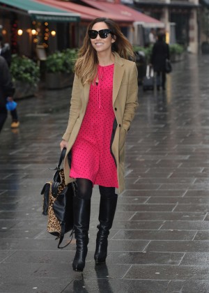 Myleene Klass in Red Dress out in London