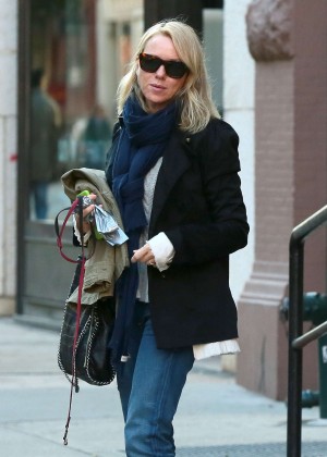 Naomi Watts in Jeans Leaving her apartment in NYC