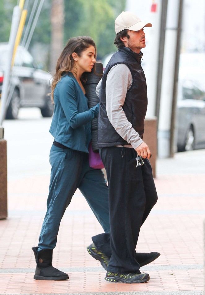 Nikki Reed and Ian Somerhalder - Heading to a morning yoga class in Studio City