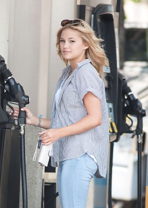 Olivia Holt in Tight Jeans Getting Gas in LA