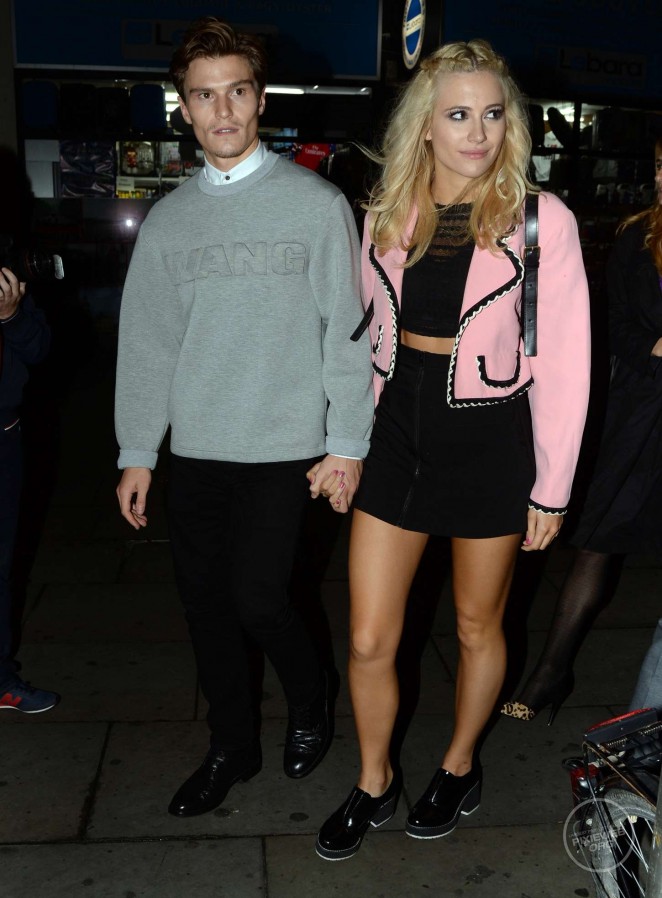 Pixie Lott in Black Mini Skirt Leaving Boujis Nightclub in London