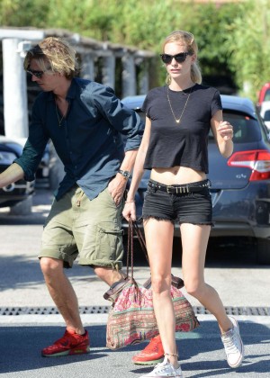 Poppy Delevingne in Shorts at Club 55 in St Tropez