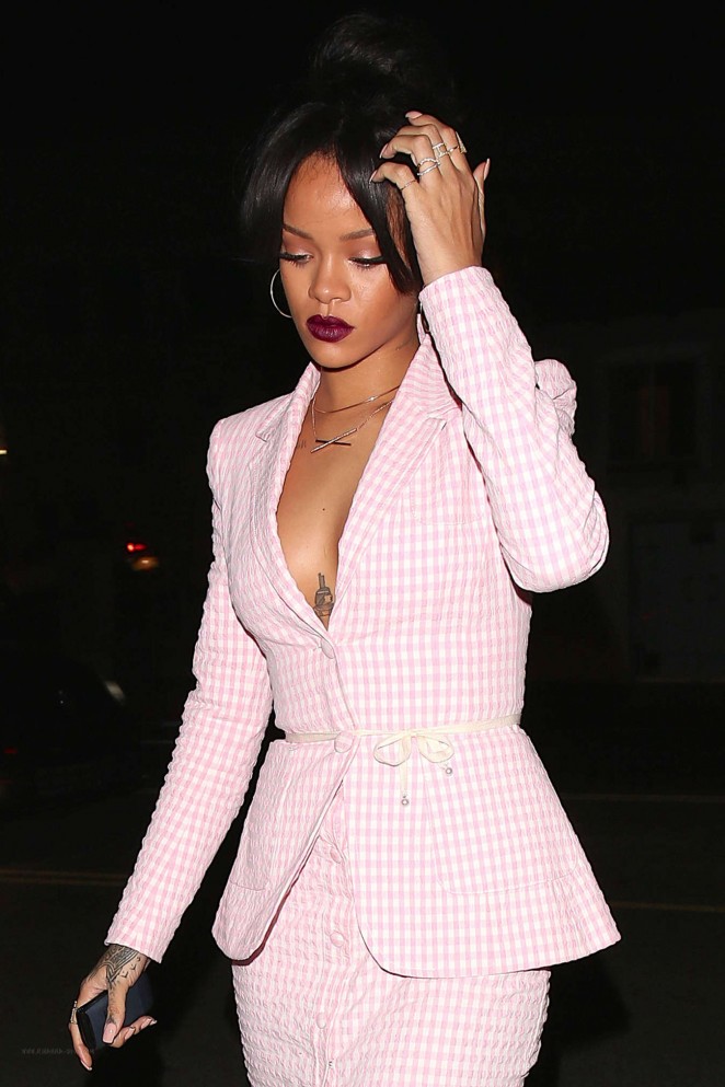 Rihanna in Pink at Giorgio Baldi Restaurant in Los Angeles