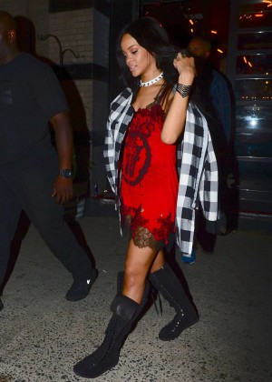 Rihanna in Red at VIP Nightclub in NYC