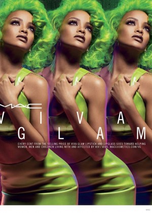 Rihanna - Green Hair for MAC VIva Glam Fall 2014 Makeup Ad