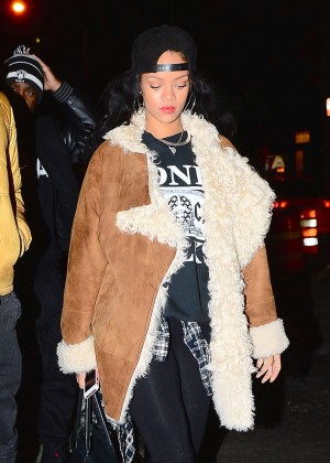 Rihanna Night Out - Leaving Nobu Restaurant in NY