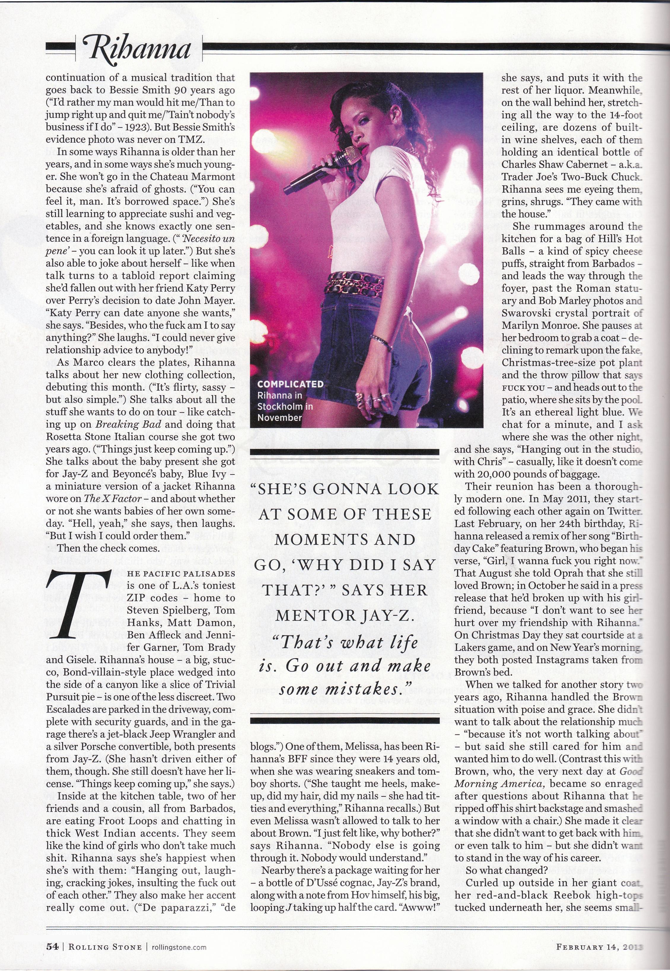 Rihanna - Rolling Stone Magazine (February 2013). 