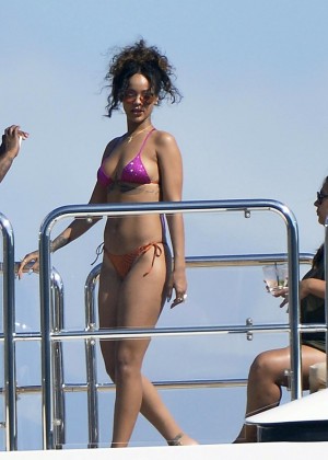 Rihanna in Bikini on a Boat in Ponza
