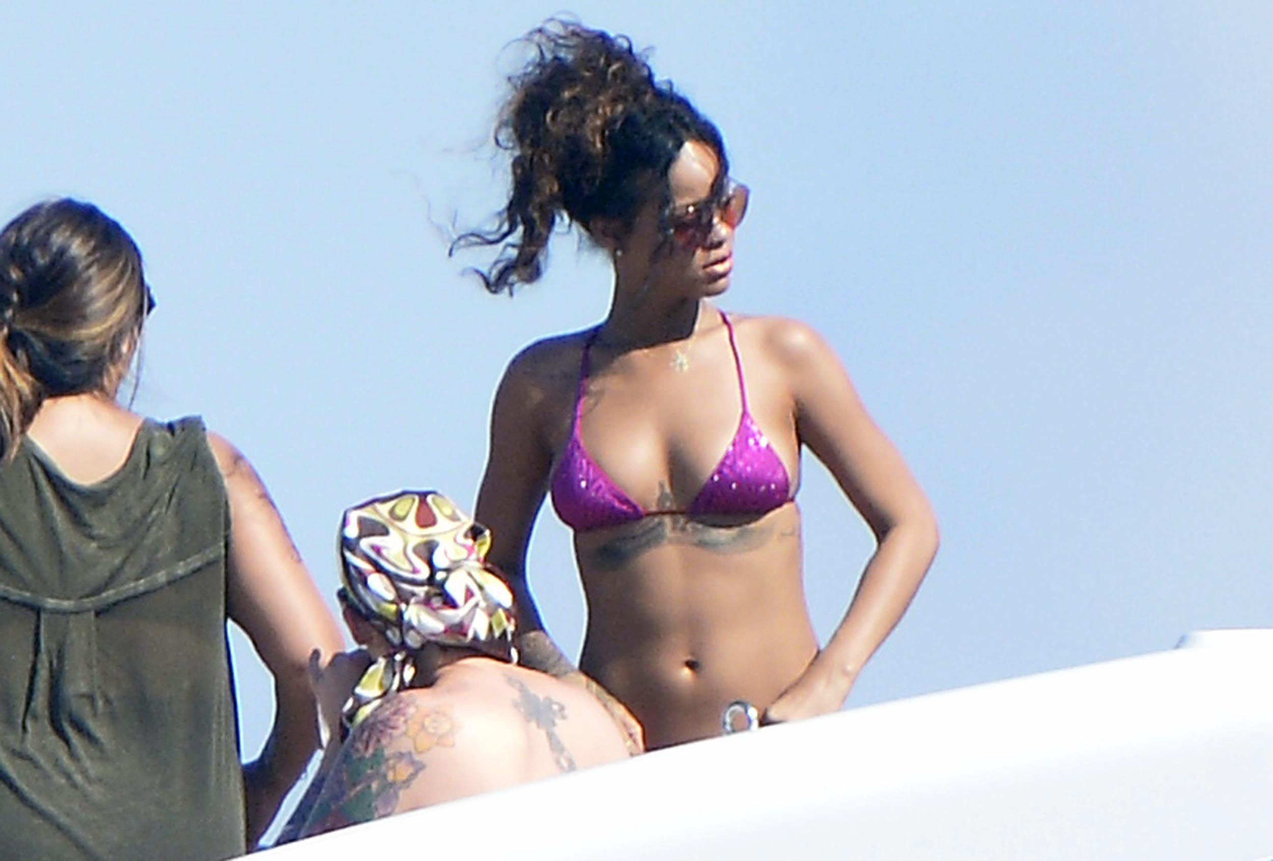 Rihanna - Wearing Bikini on a Boat in Ponza. 