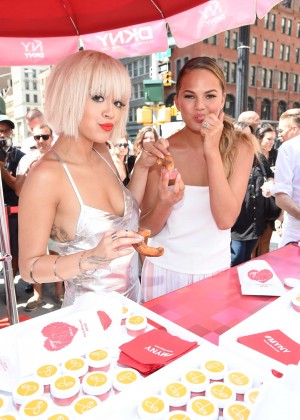 Rita Ora & Chrissy Teigen - DKNY MYNY Fragrance launch at General Worth Square in NYC