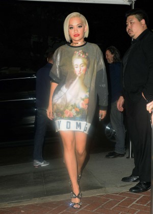 Rita Ora in Short Dress Leaving Her Hotel in West Hollwood