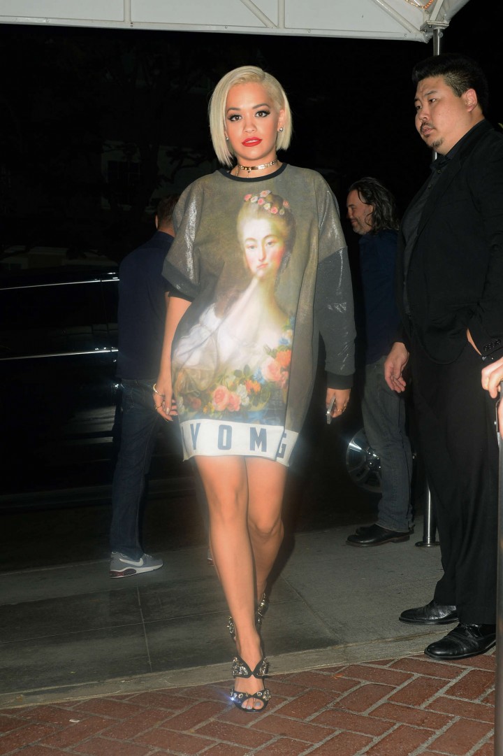 Rita Ora in Short Dress Leaving Her Hotel in West Hollwood
