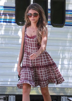 Sarah Hyland in Mini Dress Filming Modern Family in LA