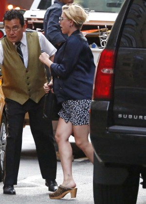 Scarlett Johansson in Mini Dress out in New York City