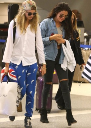 Selena Gomez and Cara Delevingne at LAX Airport