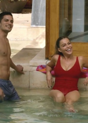 Sofia Vergara - Wearing a Red Swimsuit on Modern Family S06 E07