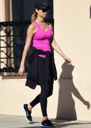 Stacy Keibler in Leggings and Pink Tank Top out in the Hollywood Hills