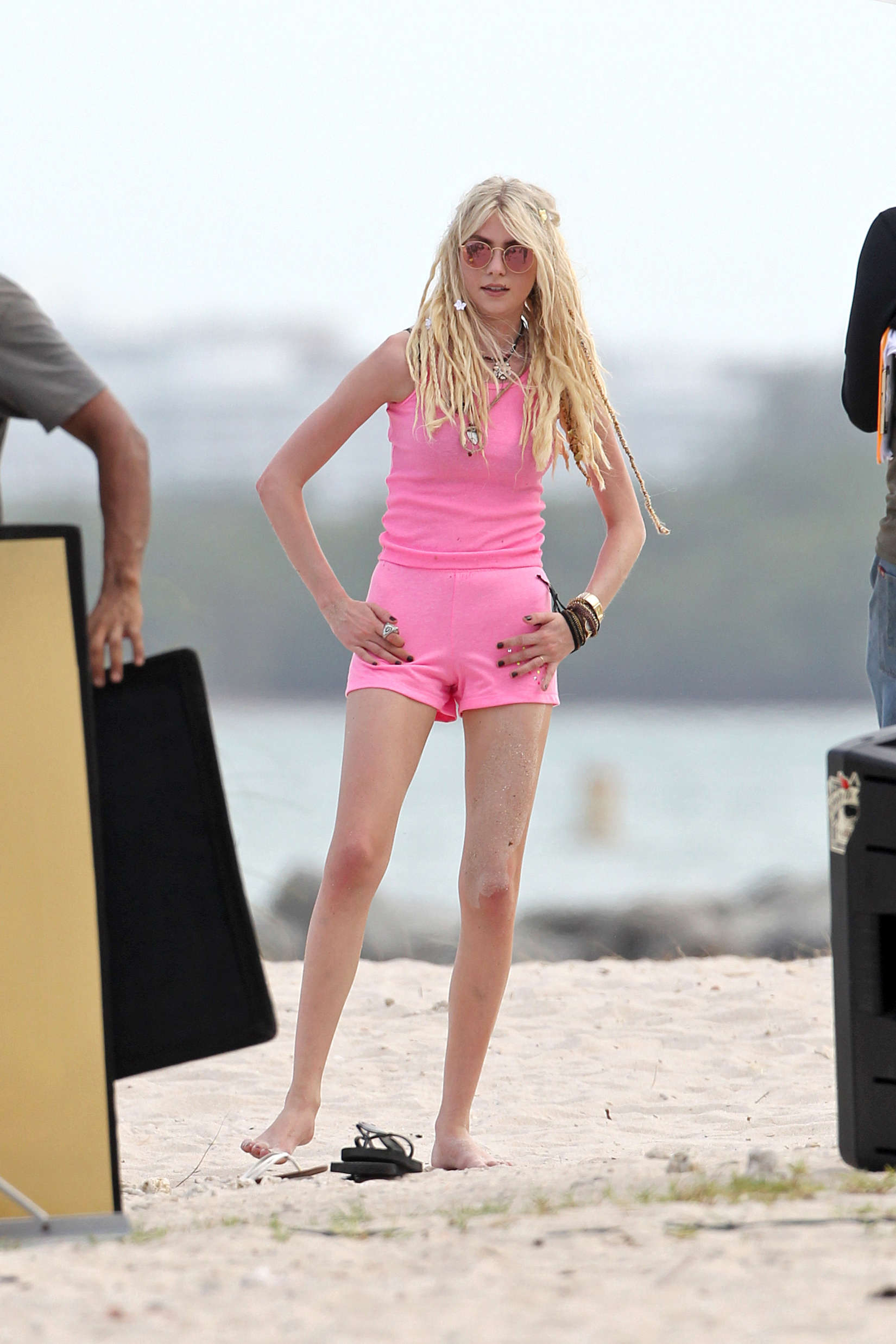 Taylor Momsen - At the beach on the set for a music video in Miami. 