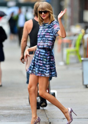 Taylor Swift Long Legs in a Dress Out in NYC