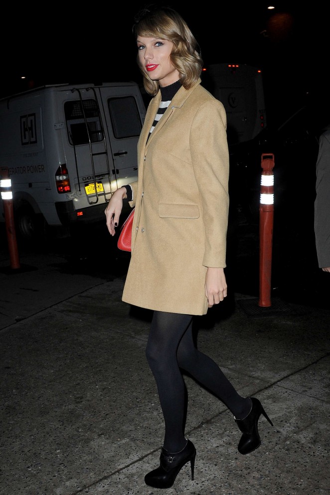 Taylor Swift in Short Coat Leaving Studio 54 in NYC