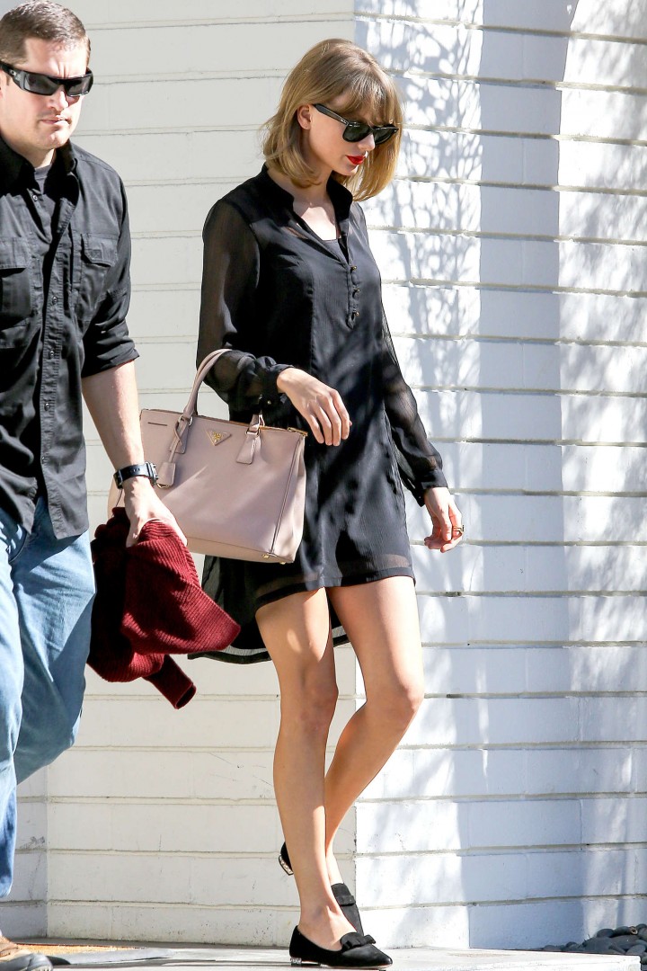 Taylor Swift in Black Mini Dress out in Beverly Hills