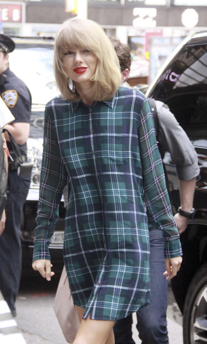 Taylor Swift in a shirt dress out in NYC