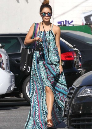 Vanessa Hudgens in Long Dress at Urban Outfitters in Studio City