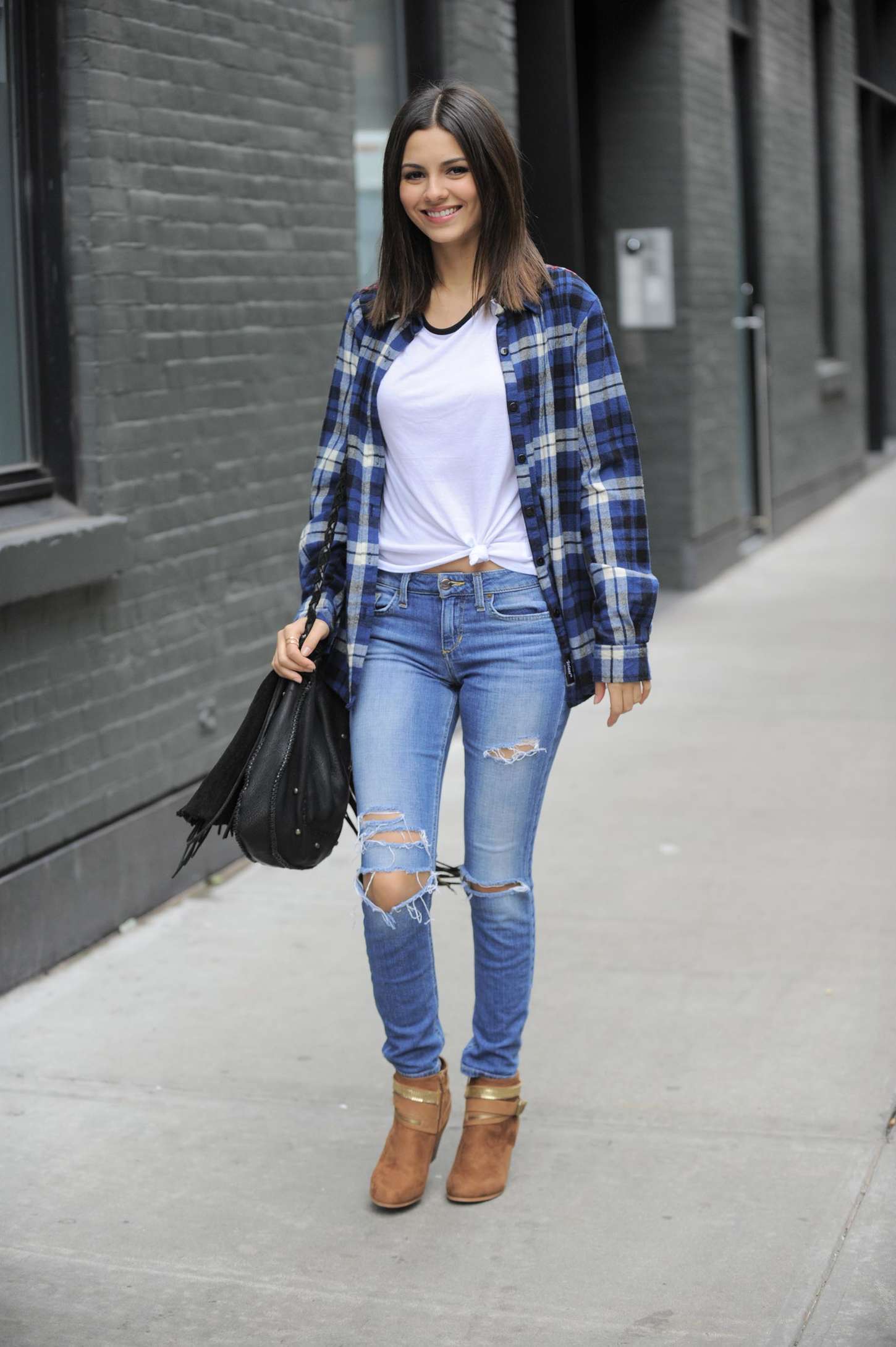 Victoria Justice in Ripped Jeans Out in New York City