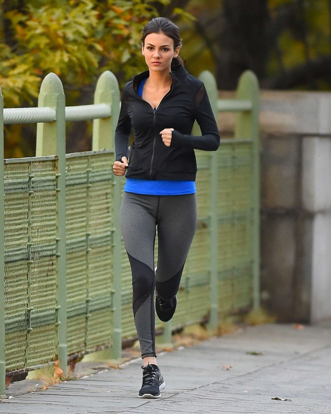 Victoria Justice in Leggings On the set of 'Eye Candy' in Brooklyn, New York