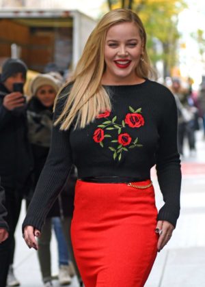 Abbie Cornish in Red Skirt at New York Live in NYC