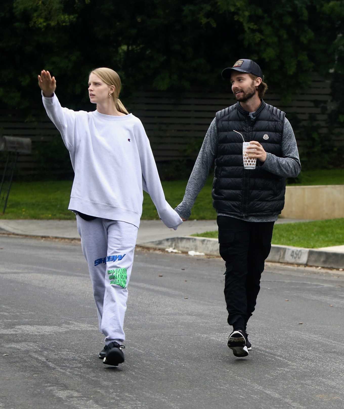 Abby Champion and Patrick Schwarzenegger â€“ Enjoy a walk in Brentwood