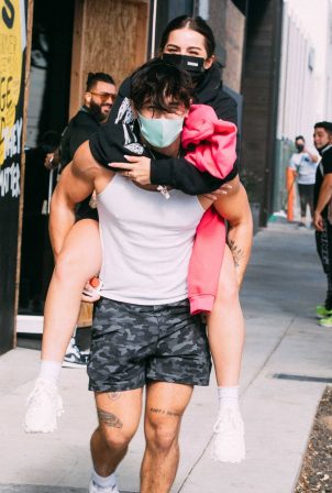Addison Rae Gets Piggy Back Ride From Bryce Hall After Workout at Dogpound