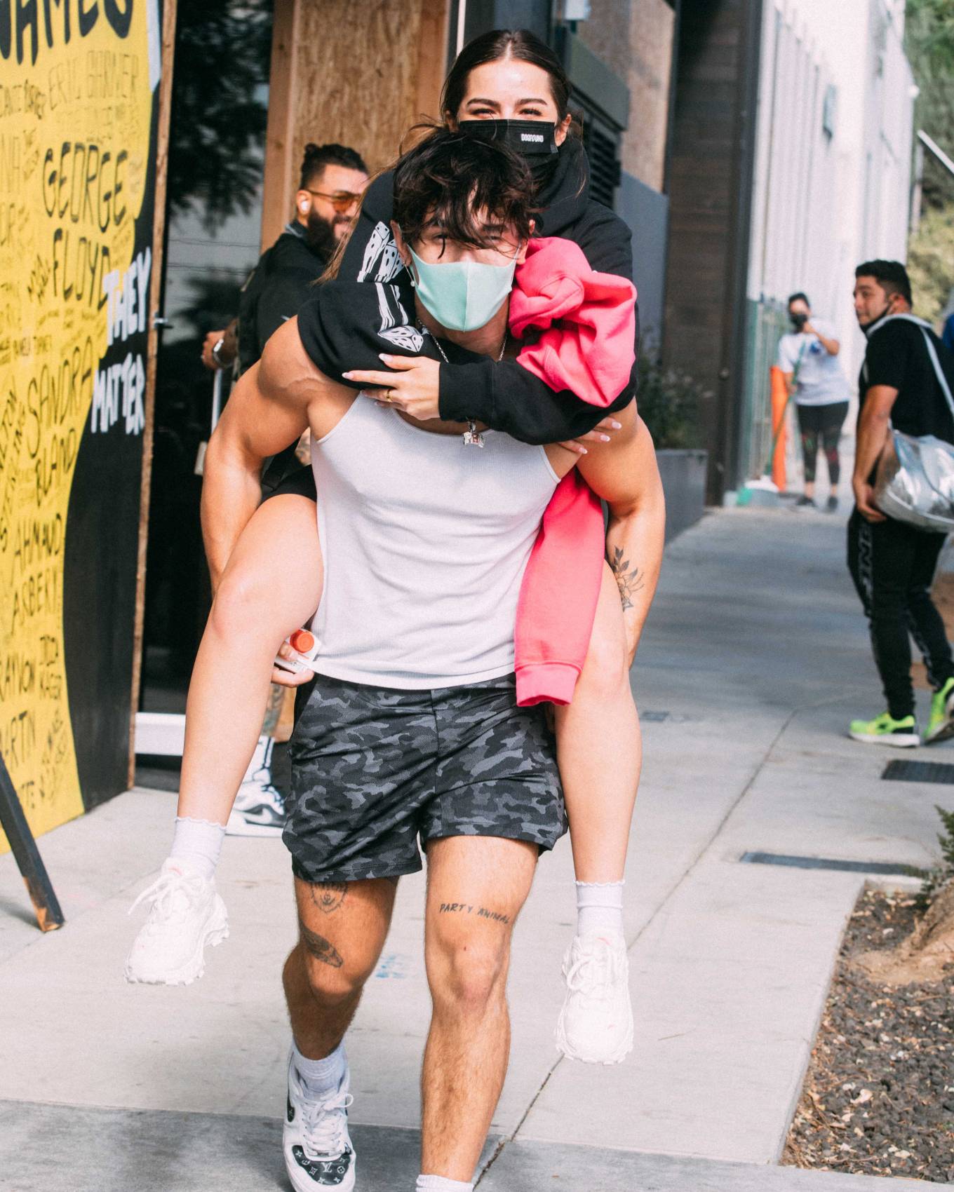 Addison Rae Gets Piggy Back Ride From Bryce Hall After Workout at Dogpound....