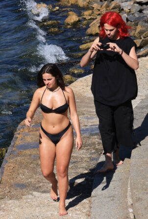 Addison Rae - In a bikini with Boyfriend at Lake Como in Italy.