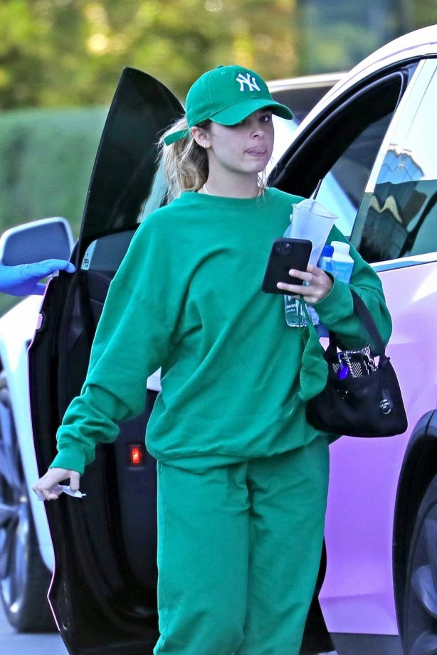 Addison Rae - In all green ensemble at the Dogpound Gym in Los Angeles