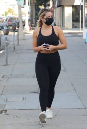 Addison Rae - Seen in black gym wear while out in Beverly Hills