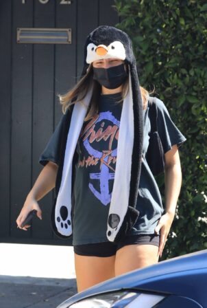Addison Rae - sports a penguin hat in Los Angeles