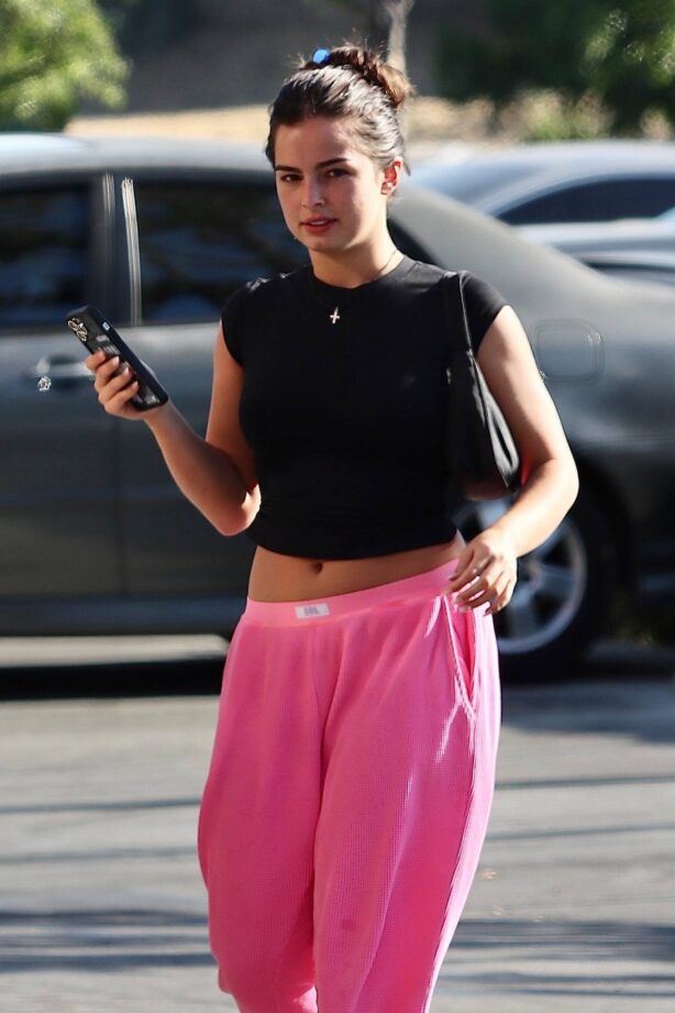 Addison Rae - Wears pink sweatpants while out in West Hills