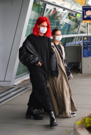 Addison Rae - With her boyfriend Omer Fedi seen at JFK Airport