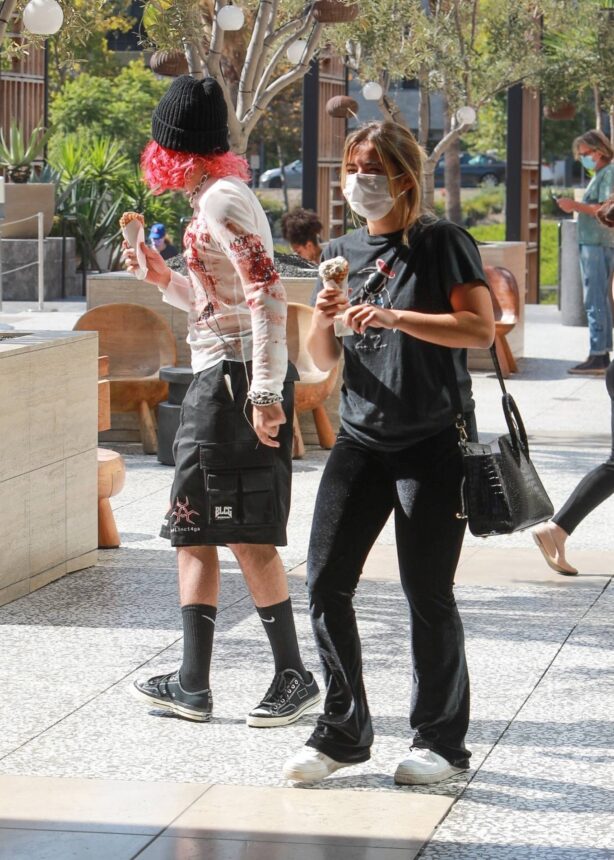 Addison Rae - With her boyfriend Omer Fedi seen at the Century City mall in Los Angeles
