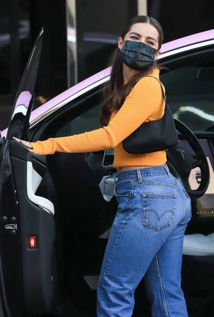 Addison Rae - With her pink Tesla seen after shopping at XIV Karats LTD in Beverly Hills