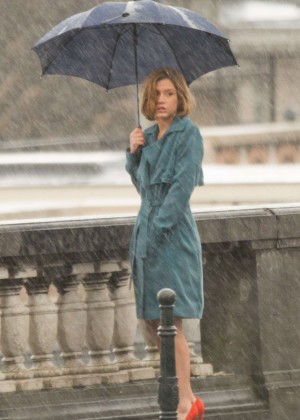 Adele Exarchopoulos on the set of 'Faithful' in Belgium