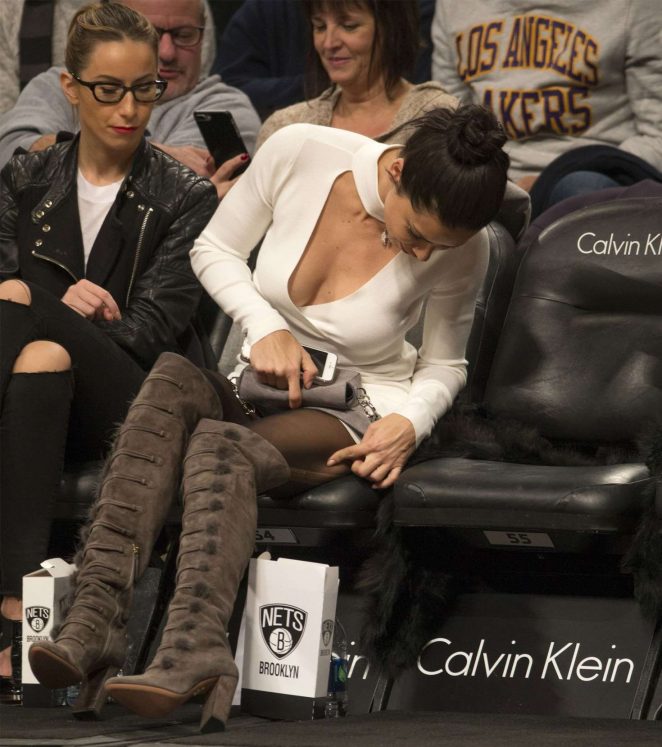 Adriana Lima at Brooklyn Nets play the Los Angeles Lakers in New York