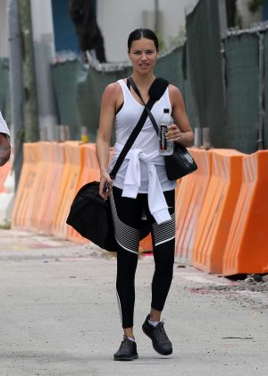 Adriana Lima in Spandex - Leaves a gym in Miami