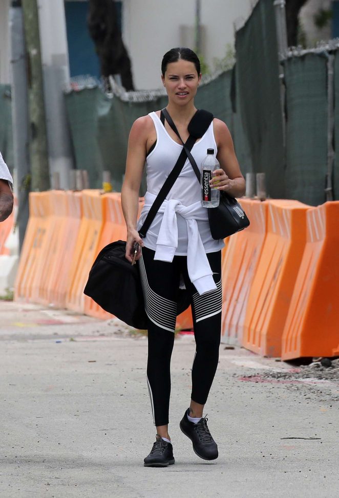 Adriana Lima in Spandex - Leaves a gym in Miami
