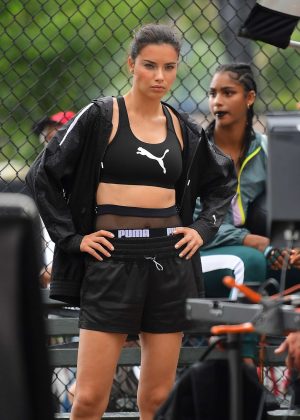 Adriana Lima on a Shoots for Puma in Soho in New York City