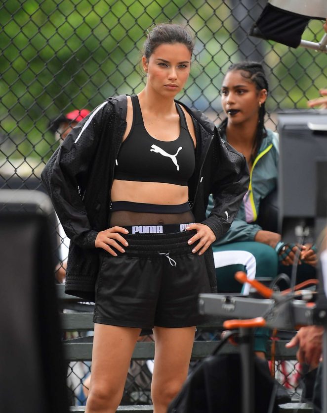 Adriana Lima on a Shoots for Puma in Soho in New York City