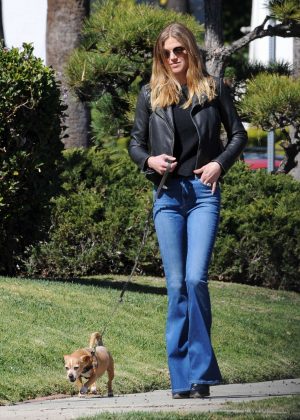 Adrianne Palicki - Walks her dog Olly in LA