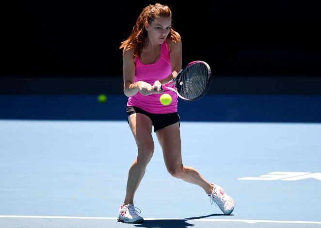 Agnieszka Radwanska - Practice session at AO Tennis tournament in Melbourne
