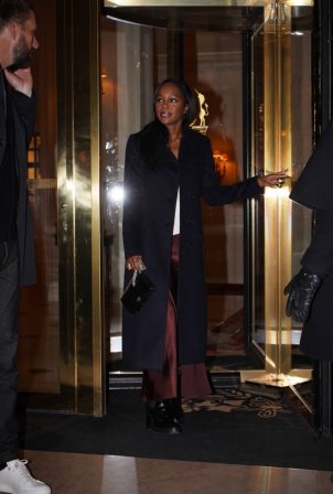 Aja Naomi King - Leaves her hotel heading to dinner in Paris